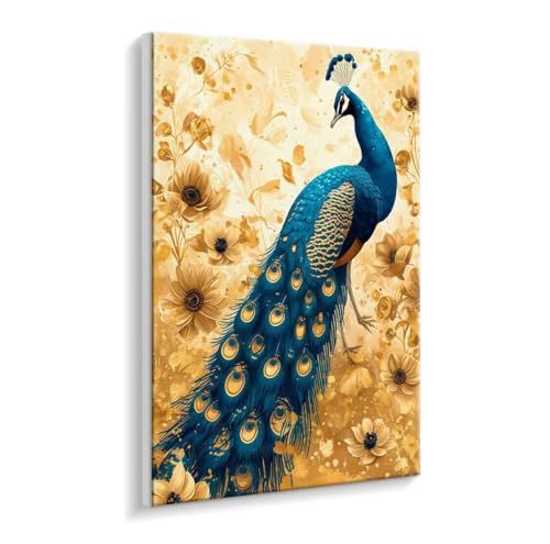 Malen Nach Zahlen Erwachsene - DIY Pfauen Blumen Handgemalt Ölgemälde Kit für Anfänger, Mit 3 - Pinseln und Acrylfarbe Handgemalt öLgemäLde Kit Als Geschenk Heimdekoration 50 x 70 cm (Rahmenlos) t-487 von HHQGOUYG