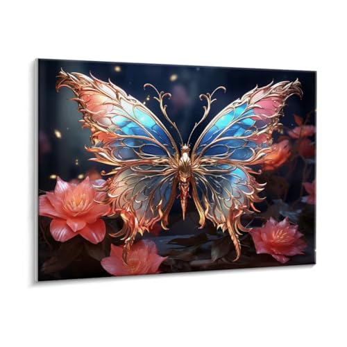 Malen Nach Zahlen Erwachsene - DIY Schmetterling Blumen Handgemalt Ölgemälde Kit für Anfänger, Mit 3 - Pinseln und Acrylfarbe Handgemalt öLgemäLde Kit Als Heimdekoration 35 x 50 cm (Rahmenlos) t-341 von HHQGOUYG