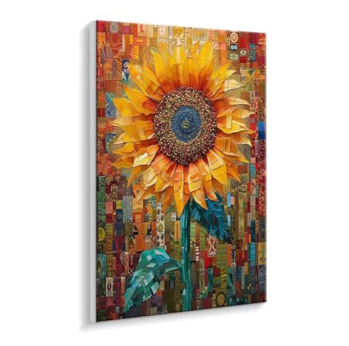 Malen Nach Zahlen Erwachsene - DIY Sonnenblumen Handgemalt Ölgemälde Kit für Anfänger, Mit 3 - Pinseln und Acrylfarbe Handgemalt öLgemäLde Kit Als Geschenk Heimdekoration 90 x 120 cm (Rahmenlos) t-763 von HHQGOUYG