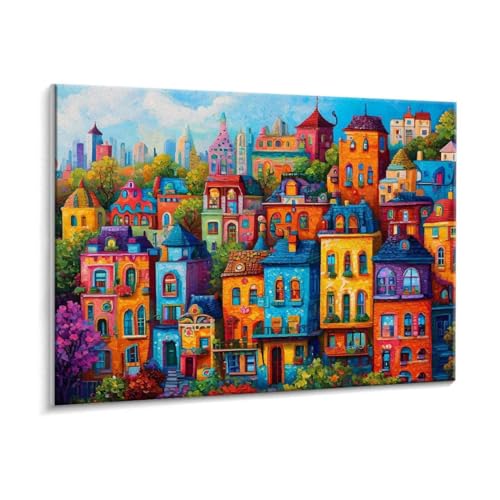 Malen Nach Zahlen Erwachsene - DIY Stadtblick Handgemalt Ölgemälde Kit für Anfänger, Mit 3 - Pinseln und Acrylfarbe Handgemalt öLgemäLde Kit Als Geschenk Heimdekoration 90 x 120 cm (Rahmenlos) t-129 von HHQGOUYG