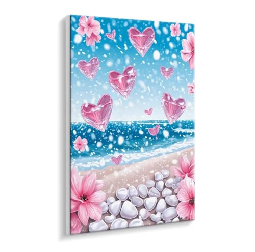 Malen Nach Zahlen Erwachsene - DIY Strand Blumen Handgemalt Ölgemälde Kit für Anfänger, Mit 3 - Pinseln und Acrylfarbe Handgemalt öLgemäLde Kit Als Geschenk Heimdekoration 50 x 70 cm (Rahmenlos) t-295 von HHQGOUYG