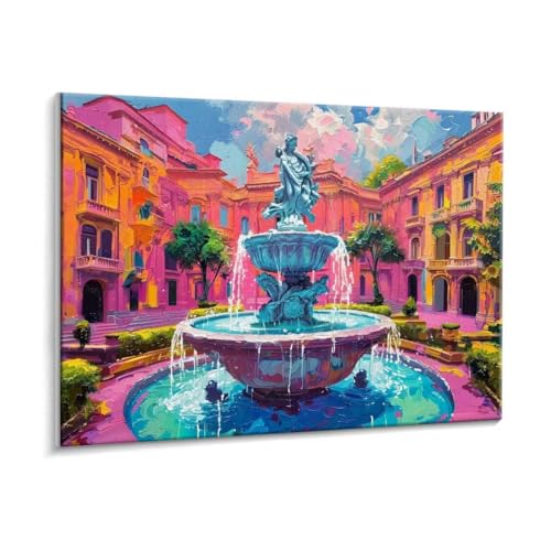 Malen Nach Zahlen Erwachsene - DIY Trevi Brunnen Handgemalt Ölgemälde Kit für Anfänger, Mit 3 - Pinseln und Acrylfarbe Handgemalt öLgemäLde Kit Als Geschenk Heimdekoration 90 x 120 cm (Rahmenlos) t733 von HHQGOUYG