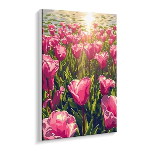 Malen Nach Zahlen Erwachsene - DIY Tulpen Handgemalt Ölgemälde Kit für Anfänger, Mit 3 - Pinseln und Acrylfarbe Handgemalt öLgemäLde Kit Als Geschenk Heimdekoration 90 x 120 cm (Rahmenlos) t-821 von HHQGOUYG