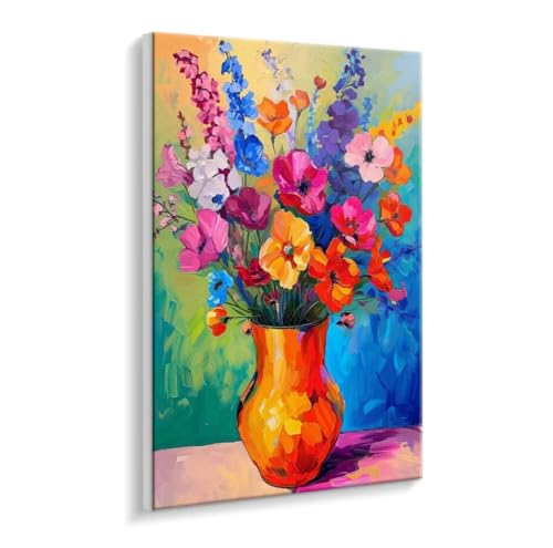 Malen Nach Zahlen Erwachsene - DIY Vase Blumen Handgemalt Ölgemälde Kit für Anfänger, Mit 3 - Pinseln und Acrylfarbe Handgemalt öLgemäLde Kit Als Geschenk Heimdekoration 50 x 70 cm (Rahmenlos) t-403 von HHQGOUYG
