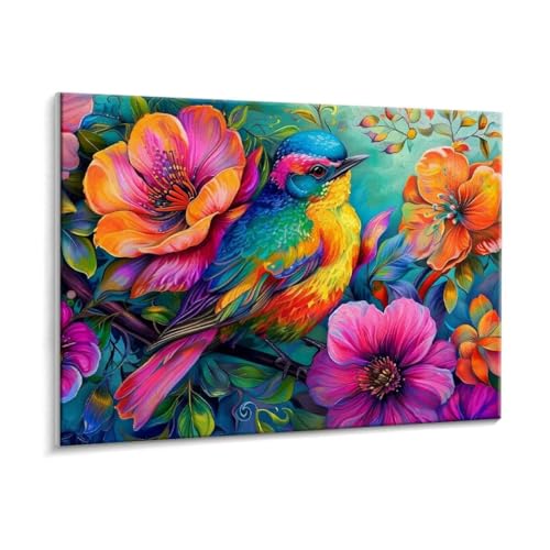 Malen Nach Zahlen Erwachsene - DIY Vogel Blumen Handgemalt Ölgemälde Kit für Anfänger, Mit 3 - Pinseln und Acrylfarbe Handgemalt öLgemäLde Kit Als Geschenk Heimdekoration 70 x 90 cm (Rahmenlos) t-609 von HHQGOUYG