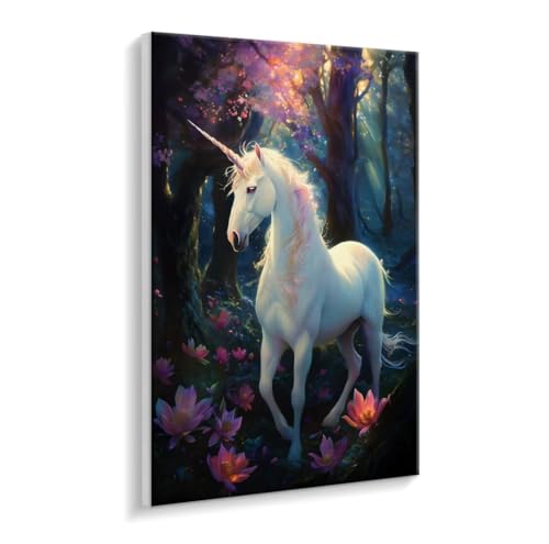 Malen Nach Zahlen Erwachsene - DIY Wald Einhorn Handgemalt Ölgemälde Kit für Anfänger, Mit 3 - Pinseln und Acrylfarbe Handgemalt öLgemäLde Kit Als Geschenk Heimdekoration 35 x 50 cm (Rahmenlos) t-659 von HHQGOUYG