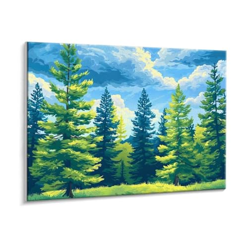 Malen Nach Zahlen Erwachsene - DIY Wald Handgemalt Ölgemälde Kit für Anfänger, Mit 3 - Pinseln und Acrylfarbe Handgemalt öLgemäLde Kit Als Geschenk Heimdekoration 90 x 120 cm (Rahmenlos) t-661 von HHQGOUYG