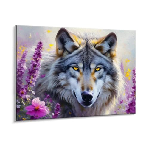 Malen Nach Zahlen Erwachsene - DIY Wolf Blumen Handgemalt Ölgemälde Kit für Anfänger, Mit 3 - Pinseln und Acrylfarbe Handgemalt öLgemäLde Kit Als Geschenk Heimdekoration 70 x 90 cm (Rahmenlos) t-503 von HHQGOUYG