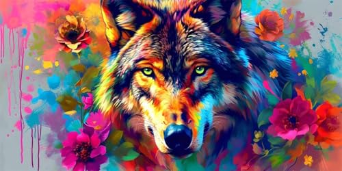 Wolf Blumen Diamond Painting Erwachsene, 5D Diamant Kunst Kinder Kits, DIY Erwachsene Mosaikherstellung Basteln Diamant Malerei Bilder Set für Weihnachten Wanddekoration, Geschenke 30x60cm t-489 Wolf Blumen Diamond Painting Erwachsene, 5D Diamant Kunst Kinder Kits, DIY Erwachsene Mosaikherstellung Basteln Diamant Malerei Bilder Set für Weihnachten Wanddekoration, Geschenke 30x60cm t-489 von HHQGOUYG