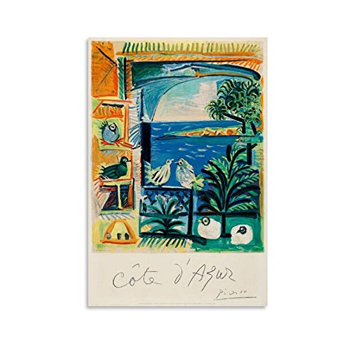 HHRF Côte D'Azur von Pablo Picasso Französische Regierung 1962 Leinwand-Kunstdruck, Retro, Reise-Kunstdruck, moderne Familien-Badezimmerdekoration, 60 x 90 cm von HHRF