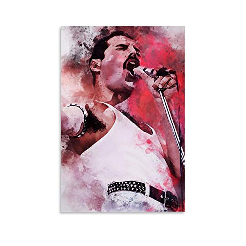 HHRF Kunstdruck auf Leinwand, Motiv: Freddie Mercury 35, klassische Rockmusik, 60 x 90 cm von HHRF