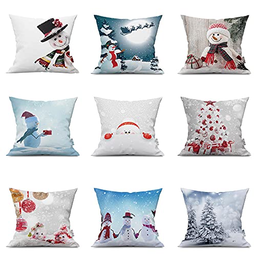 HHRHLKNH Kissenbezug Weihnachten Schneemann Pfirsichpersonal Kissen Set Home Supplies Dekorative Taille-9Ps_45 * 45 cm. von HHRHLKNH