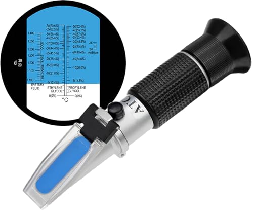 HHTEC 3-in-1 Refraktometer RHA-201 für die Prüfung und Herstellung von Frostschutzmitteln (z.B. Ethylenglykol, Propylenglykol), Batterieflüssigkeit und Adblue. von HHTEC