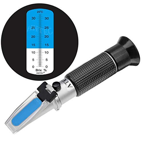 HHTEC Refraktometer Brix Zucker 0-32% zuckergehalt messgerät für Konzentrationen von Getränken, Suppen, normale durchscheinende Säfte, Glühwein u. Emulsionen mit ATC von HHTEC