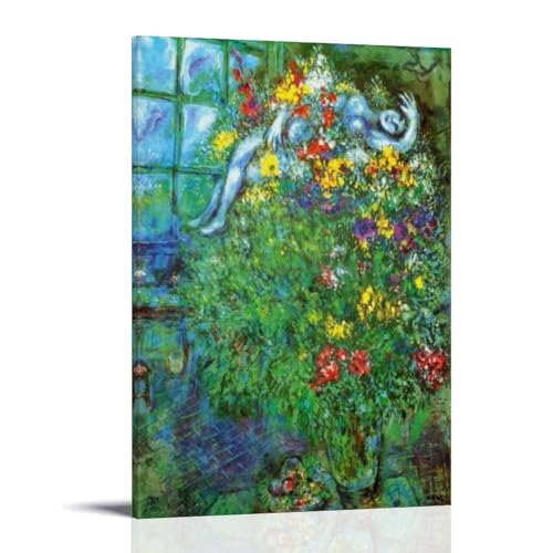 HHUANGL Marc Chagall Malerwerk (Le Bouquet Ardent), Poster, Kunstwerke, Bild, Druck, Wandkunst, Gemälde, Leinwand, Geschenk, Dekoration, Zuhause, dekorativ, 40 x 60 cm von HHUANGL