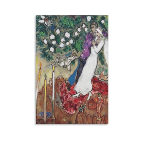 HHUANGL Marc Chagall Malerwerk (schwebende Engel), Poster, dekoratives Gemälde, Leinwand, Wandkunst, Wohnzimmer, Schlafzimmer, 20 x 30 cm von HHUANGL