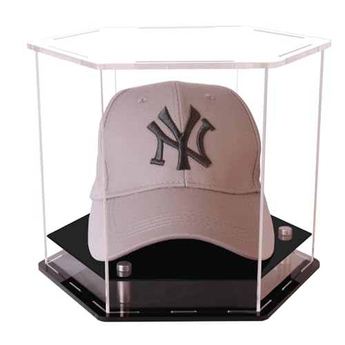 HHUXIUE Transparente Hut-Vitrine, Hut-Vitrine für Baseball, Fußballkappe, Präsentationsständer, perfekt für Baseball, Fußball oder Snapback-Kappen, 24 x 22 x 20 cm, HHUXIUE-BINGLIN-006 von HHUXIUE