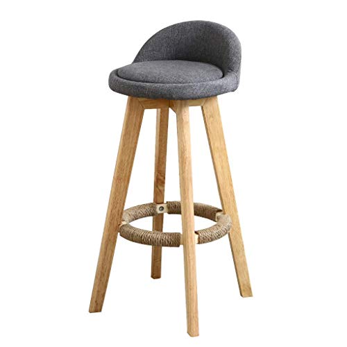 HHXD YZ Massivholz Barhocker drehen Frühstück Barhocker, niedrige Rückenlehne Leinen Hocker, Home Kitchen 90-110Cm Counter Bank Hocker, 45 Farben langlebig starke Tragfähigkeit/Grau / 63cm von HHXD