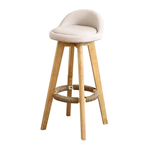 HHXD YZ Massivholz Barhocker drehen Frühstück Barhocker, niedrige Rückenlehne Leinen Hocker, Home Kitchen 90-110Cm Counter Bank Hocker, 45 Farben langlebig starke Tragfähigkeit/Weiß / 63cm von HHXD
