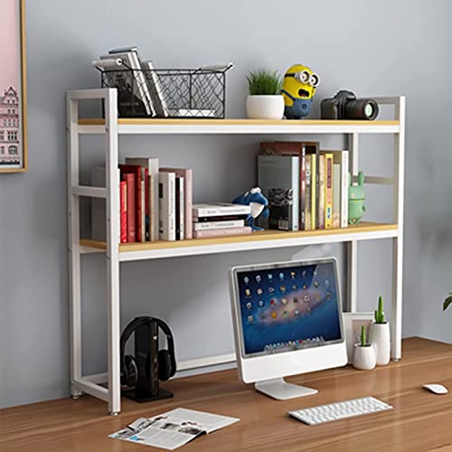 HHXWAN 2-lagig für Computertisch – verstellbares Schreibtisch-Bücherregal, Desktop-Bücherregal aus Holz und Metall, offenes Desktop-Aufbewahrungsregal, für Büro, Küche, Wohnzimmer, Bibliothek von HHXWAN