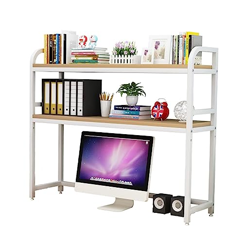 HHXWAN Organisationsregal – Computer-Desktop-Bücherregal aus Holz und Metall, Desktop-Organizer-Regal, 2-stöckig, offenes Aufbewahrungsregal, für Bürodekoration von HHXWAN
