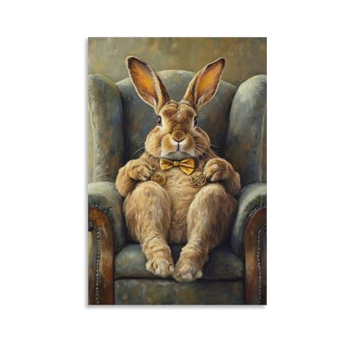 HHYXMJLL Ölgemälde mit Tiermotiven eines Kaninchens, der in einem weichen Sessel fummelt und mit goldenen Manschettenknöpfen in der Morgensonne fummelt. Stilvolle Wandkunst, dekoratives Poster HHYXMJLL Ölgemälde mit Tiermotiven eines Kaninchens, der in einem weichen Sessel fummelt und mit goldenen Manschettenknöpfen in der Morgensonne fummelt. Stilvolle Wandkunst, dekoratives Poster von HHYXMJLL