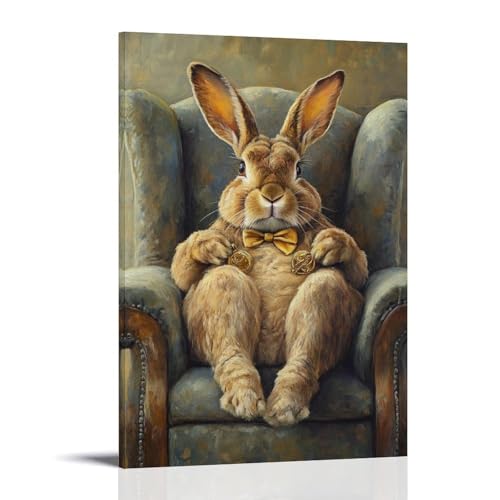 HHYXMJLL Ölgemälde mit Tiermotiven eines Kaninchens, der in einem weichen Sessel fummelt und mit goldenen Manschettenknöpfen in der Morgensonne fummelt. Stilvolle Wandkunst, dekoratives Poster HHYXMJLL Ölgemälde mit Tiermotiven eines Kaninchens, der in einem weichen Sessel fummelt und mit goldenen Manschettenknöpfen in der Morgensonne fummelt. Stilvolle Wandkunst, dekoratives Poster von HHYXMJLL