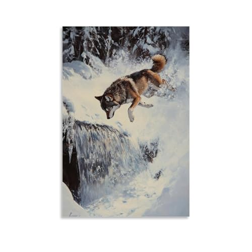 HHYXMJLL Ölgemälde mit Tiermotiven eines Wolfs, der von einer verschneiten Bank in dampfende heiße Quellen darunter taucht. Stilvolle Wandkunst, dekoratives Poster, Wandbild, 30 x 45 cm HHYXMJLL Ölgemälde mit Tiermotiven eines Wolfs, der von einer verschneiten Bank in dampfende heiße Quellen darunter taucht. Stilvolle Wandkunst, dekoratives Poster, Wandbild, 30 x 45 cm von HHYXMJLL