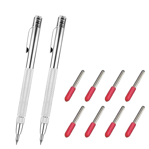 HHZZXCDH 2 Stück Wolframcarbid Stift, Anreißnadel Hart mit Magnet magnet pen Anreißwerkzeug mit 8 Ersatz-Red-Hat-Markierspitzen,Ätzstifte sind klein und einfach zu speichern für Glas/blech von HHZZXCDH