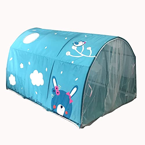 HI SUYI Kinder-Hochbett Tunnelzelt für 90–100 cm Breite, Hochbett, Etagenzelt, Stoff, Himmelblau, Einzelbett von HI SUYI