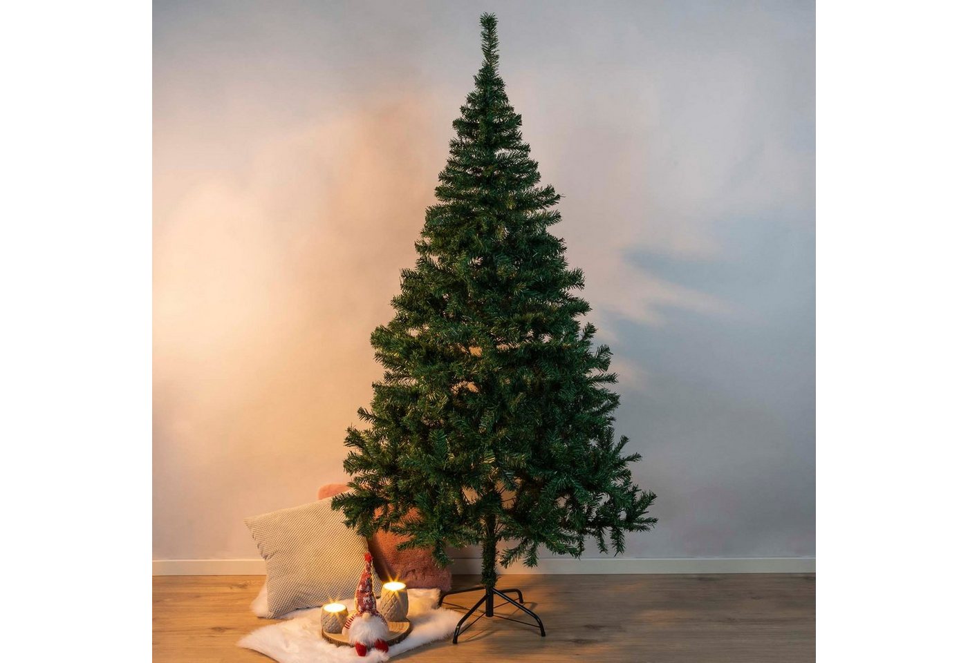 HI Dekobaum Weihnachtsbaum 210cm hoch, grün mit Metallständer und Ästen Kunststoff (1 St) von HI