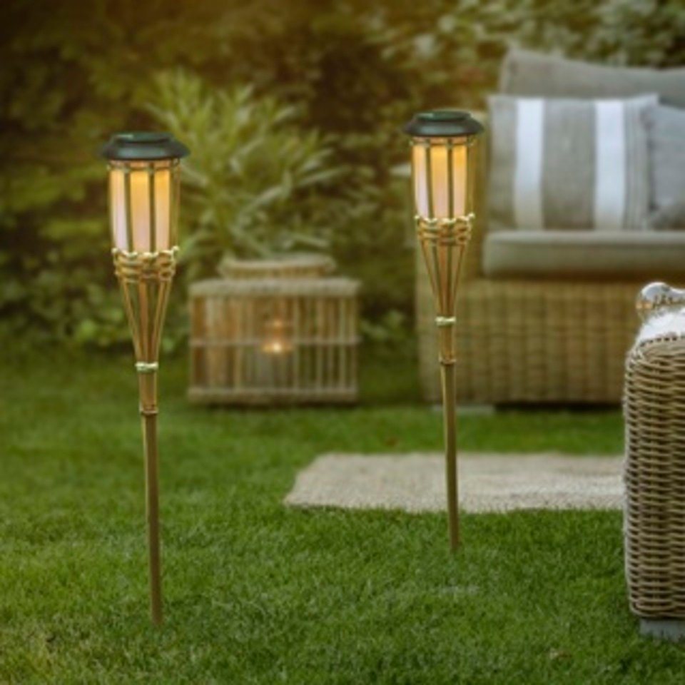 HI Gartenfackel LED Solar Gartenfackel 2er Set aus Bambus HI Gartenfackel LED Solar Gartenfackel 2er Set aus Bambus von HI