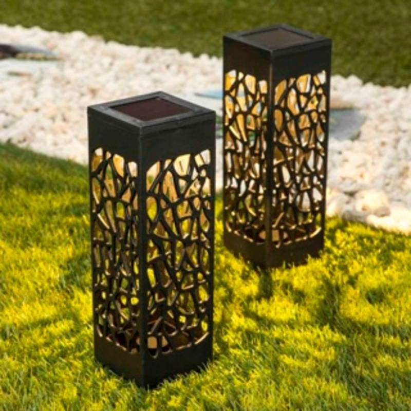 HI LED Außen-Stehlampe LED Solar Schattenlampen 2er-Set Maße: ca. 6 x 6 x 28cm von HI