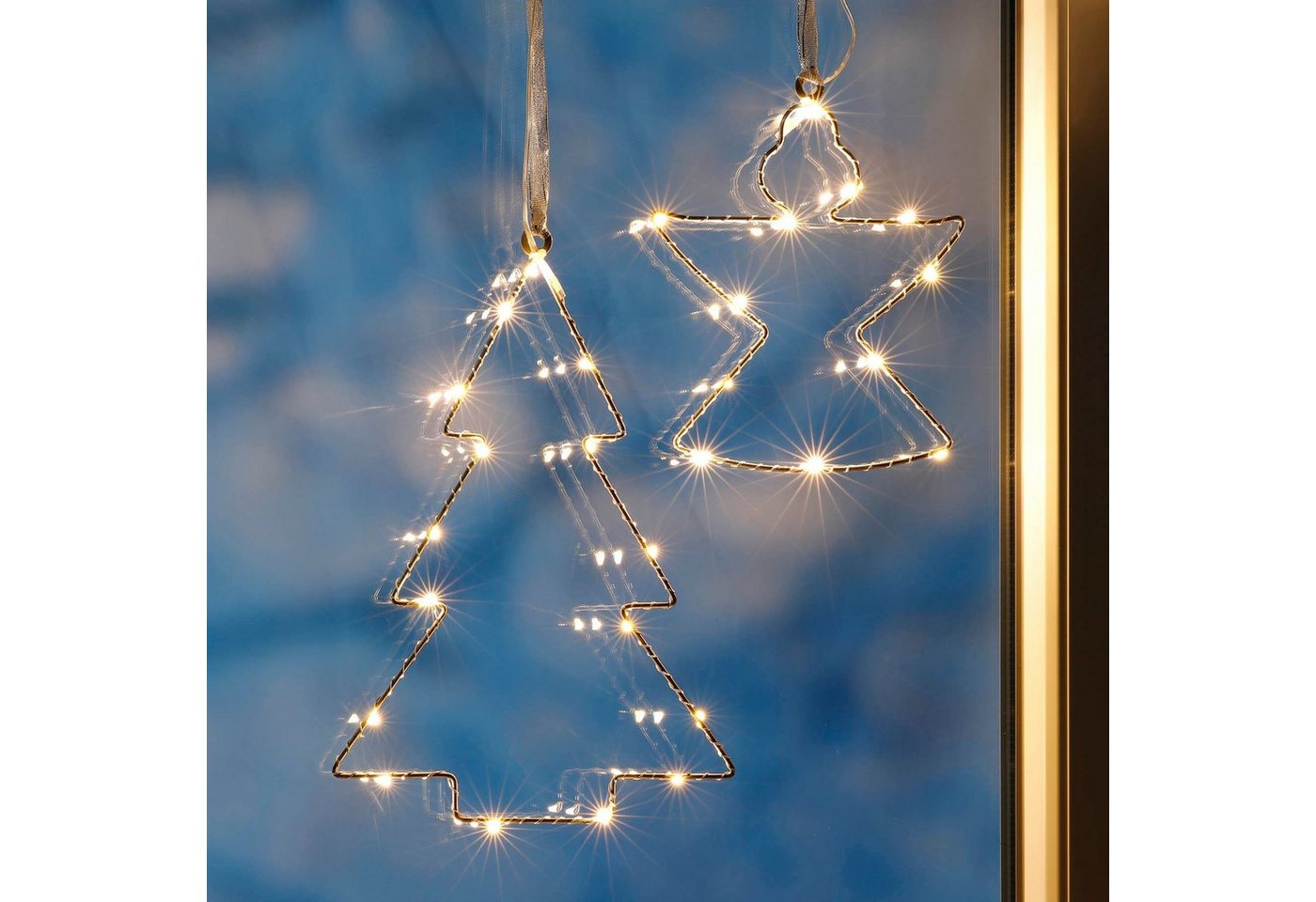 HI LED-Leuchte LED Fenstersilhouette, ca. 21 x 30 cm 2 verschiedene Designs sortiert (1 St) von HI