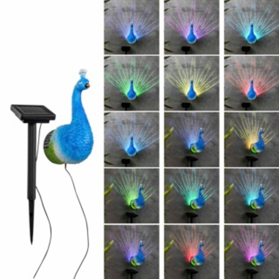 HI LED Solarleuchte LED Solar Wandleuchte "Pfau" Maße: ca. 12 x 8,5 x 20cm von HI