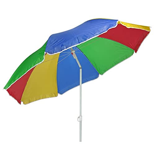 Haushalt International Sonnenschirm 180cm Strandschirm Balkonschirm Schirm Regenbogen Regenbogenfarben von Haushalt International