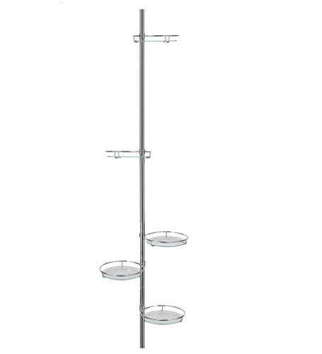 Teleskop Blumenregal (4 Ebenen) - Teleskop Blumenständer (vertikal) aus Metall und Glas, Blumenleiter draußen, Blumentreppe Metall, Pflanzenständer Garten oder Balkon Pflanzenregal von Haushalt International