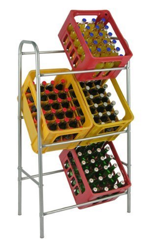 Kistenregal Flaschenkasten - Regal Ständer für bis zu 6 Kisten, Farbe silber / grau von Haushalt International