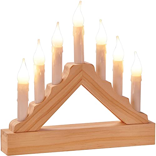 LED Lichterbogen mit 7 Kerzen Holz,Weihnachtsdeko,Fensterdeko,Weihnachten, (l) 22 x (b) 3.5 x (h) 21 CM von Haushalt International