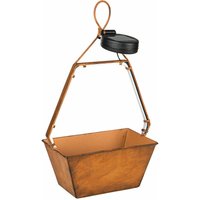 Solarlampe Außenleuchte Gartendeko Hängelampe Korb, led Terrassenleuchte Garten Blumenkübel, Metall rost, 45x led warmweiß, LxBxH 20x11x34,5 cm von HI