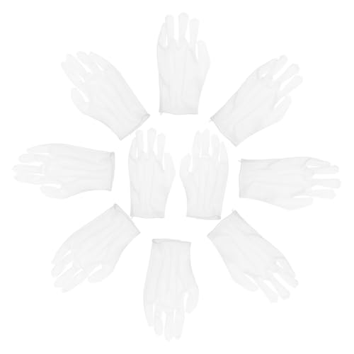 HIAKDOFT 10 Paare Staubsichere Etikettenhandschuhe weiße Arbeitshandschuhe Handmasken Feuchtigkeitshandschuh weiße fingerlose Handschuhe gepolsterte Arbeitshandschuhe Polyester von HIAKDOFT