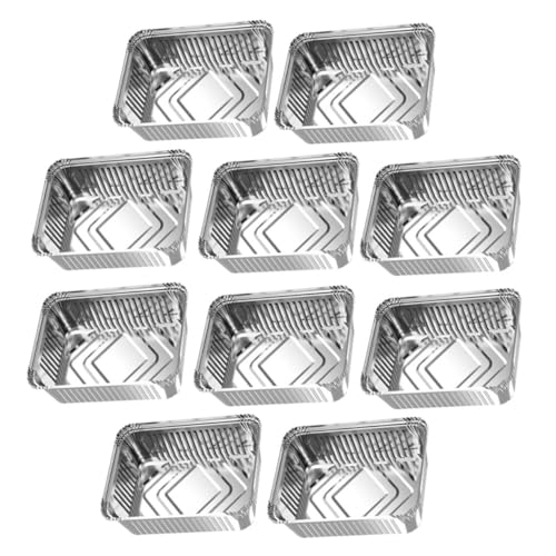 HIAKDOFT 10 Stück Teiliges Aluminiumfolie Grillbehälter Antihaftbeschichtet Hitzebeständig Geeignet für Airfryer Backofen Gefrierschrank Vielseitig für Fisch Fleisch Käse Reis Praktische von HIAKDOFT