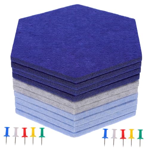 HIAKDOFT 10 Stück Teiliges Sechseckiges Filz Selbstklebend Memo board Wandfliesen für Büro Kinderzimmer Wohnraum Dekorativ Langlebig von HIAKDOFT