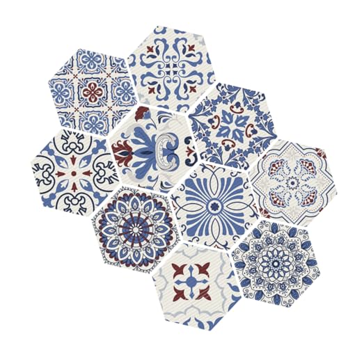 HIAKDOFT 10 Stück Teiliges rutschfeste Bodenaufkleber Hexagon Fliesenfolie Selbstklebend Wasserabweisend für Badezimmer und Küche Dekorative Rutsch Fliesensticker von HIAKDOFT