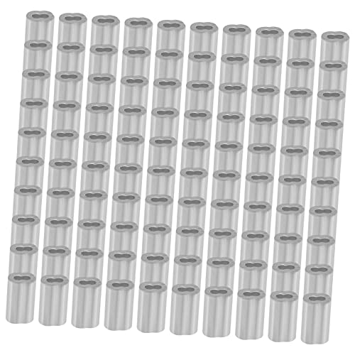 HIAKDOFT 100 Stück Aluminium Crimp Schlaufenhülsen Drahtseil Aluminium Klemmen Langlebige und Einfache Anwendung für Stahlkabel und Seile Doppel Loch von HIAKDOFT