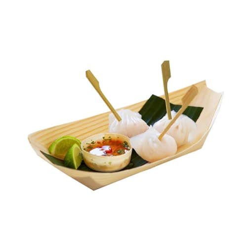 HIAKDOFT 100 Stück Einweg Holzschalen aus Natürlichem Birkenholz Große Snack Tabletts in Bootsform Biologisch Abbaubare Servierschalen für Fingerfood Sushi Partys und Ausflüge HIAKDOFT 100 Stück Einweg Holzschalen aus Natürlichem Birkenholz Große Snack Tabletts in Bootsform Biologisch Abbaubare Servierschalen für Fingerfood Sushi Partys und Ausflüge von HIAKDOFT