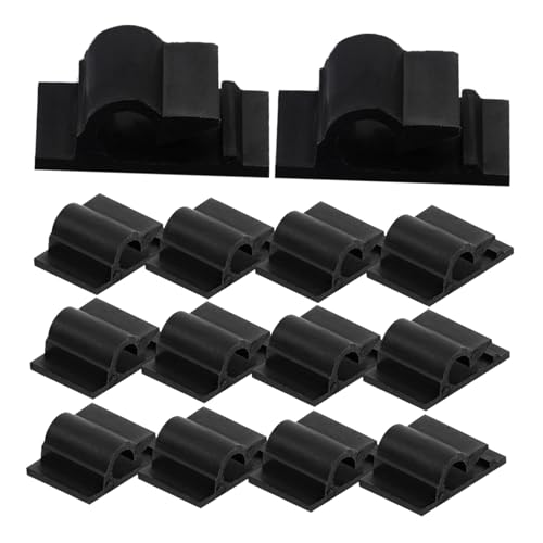 HIAKDOFT 100 Stück Selbstklebende Kabelhalter in Schwarz Kabelclips zum Kabelmanagement Einfache Anwendung Starke Haftung Geeignet für Schreibtisch Wand und Glatte Oberflächen Langlebig von HIAKDOFT