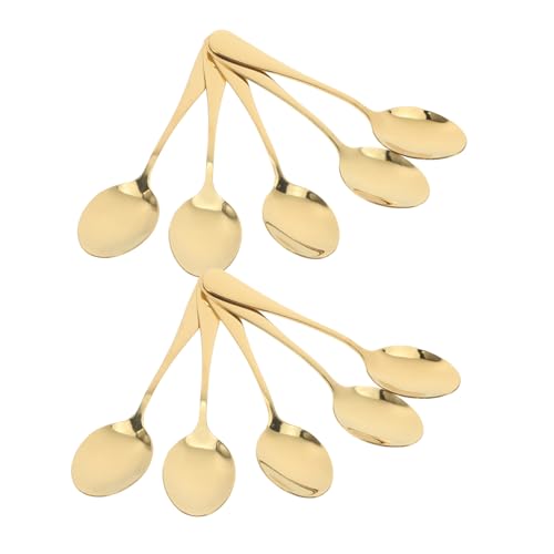 HIAKDOFT 12 Stück Teiliges Gold Dessertlöffel Set aus Edelstahl mit Titaniumbeschichtung Hochglanzpoliert Spülmaschinenfest Vielseitig für Kaffee Tee Zucker Eiscreme für Zuhause Restaurant von HIAKDOFT