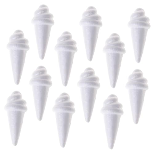 HIAKDOFT 12 Stück Teiliges Weiße Schaumstoff Eiscreme Modelle zum Basteln Kreative Eisform Figuren für DIY Dekorationen und Kinderhandwerk Leicht zu Bemalen und Langlebig von HIAKDOFT