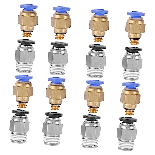 HIAKDOFT 16 Stück Teiliges Pneumatik Schnellverbinder für Drucker Luftanschluss Adapter Gerader Verbinder mit Außengewinde Temperaturbeständig Verschleißfest Kompatibel mit PU Pe von HIAKDOFT